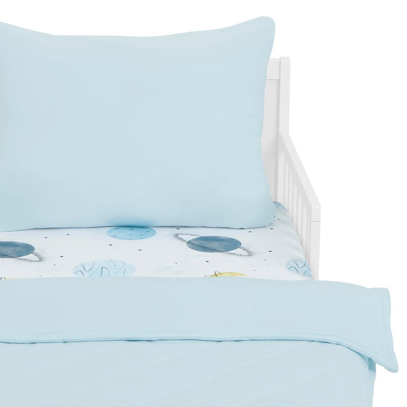 Evolur Space Adventure 3 Piece Toddler Bedding Set, Super Soft and Breathable Toddler Bedding, Machine Washable, Includes Fitted Sheet, Comforter and Pillow Case - Image 1